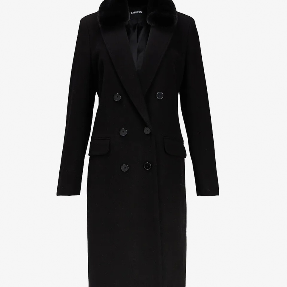 Coat with faux fur trim